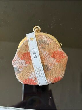 Japan Artisan Elegant Floral Jacquard Coin Purse - Peach Gold